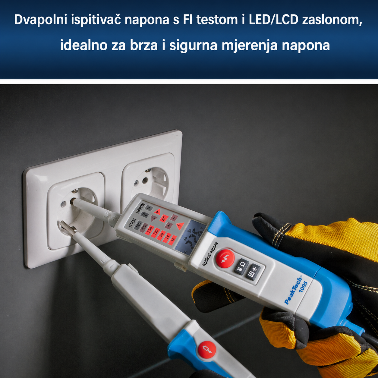 PKT-1096 Ispitivač napona AC/DC s RCD-testom i dvostrukim zaslonom - Slika 2
